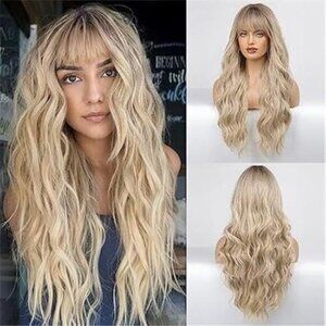Wig with Bangs for Women, Ombre Blonde